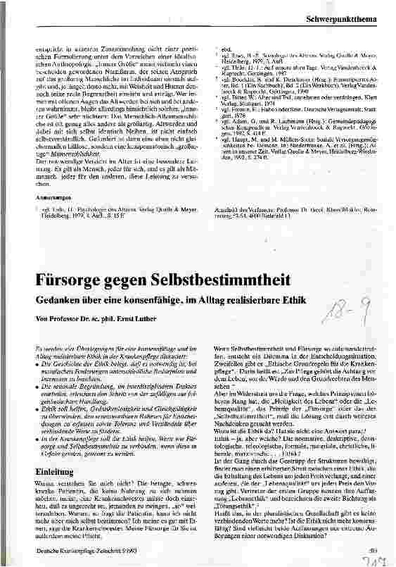 Vorschauseite 5: Vom not-wendigen Verzicht im Alter