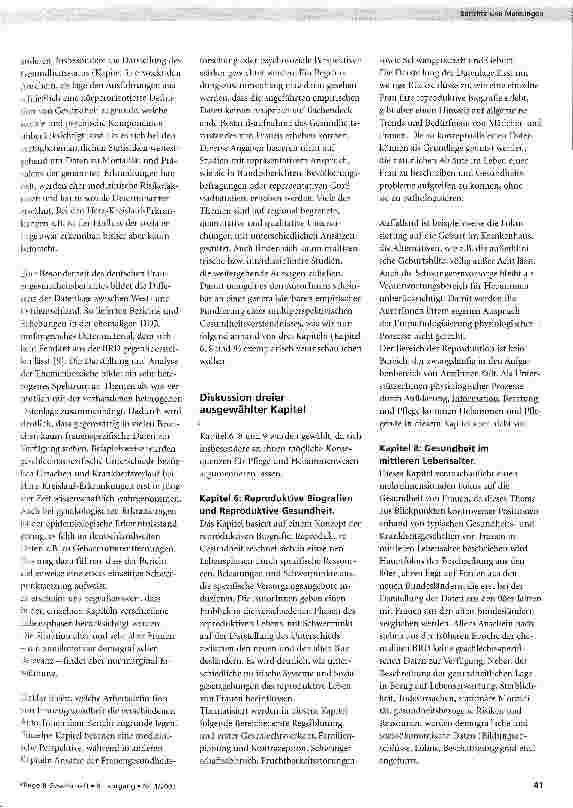 Vorschauseite 2: Stellungnahme der Arbeitsgruppe Frauengesundheit am Institut für Pflegewissenschaft der Universität Witten/Herdecke zum Bericht zur gesundheitlichen Situation von Frauen in Deutsc…