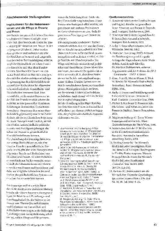 Vorschauseite 4: Stellungnahme der Arbeitsgruppe Frauengesundheit am Institut für Pflegewissenschaft der Universität Witten/Herdecke zum Bericht zur gesundheitlichen Situation von Frauen in Deutsc…