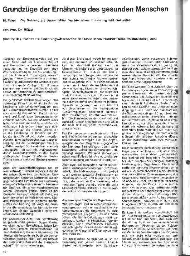 Vorschauseite 1: Grundzüge der Ernährung des gesunden Menschen // 55. Folge: Die Nahrung als Umweltfaktor des Menschen:Ernährung und Gesunheit