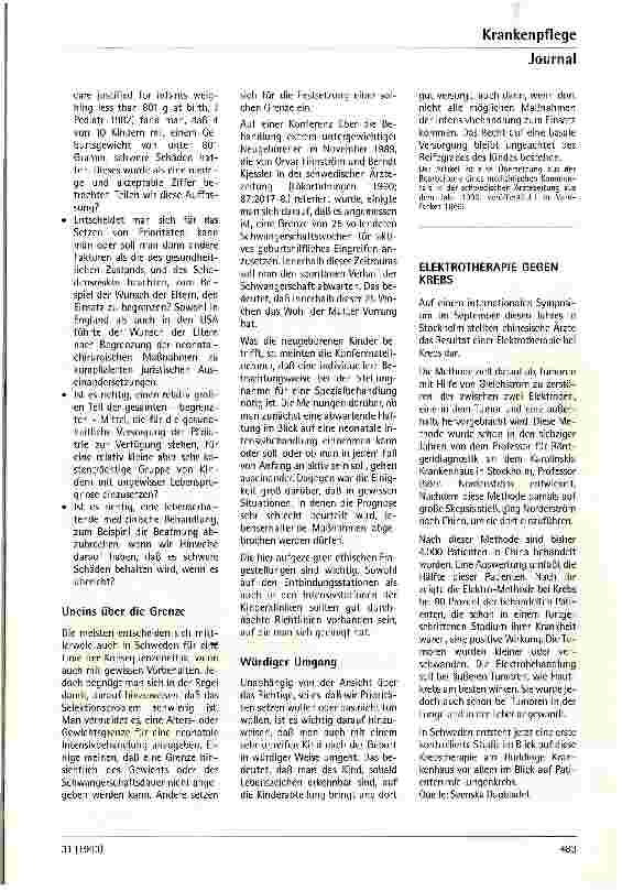 Vorschauseite 2: Frühgeburten mit schlechter Prognose Ethische Fragen