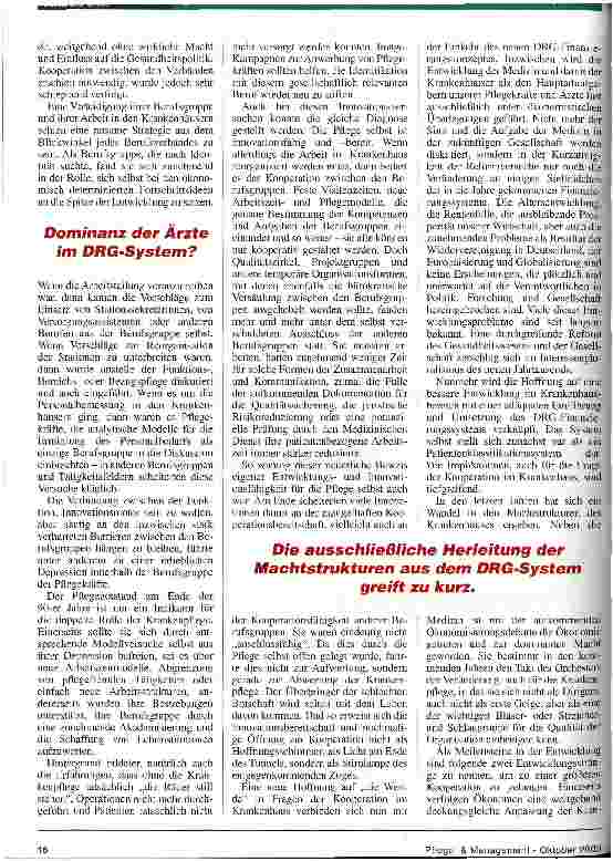 Vorschauseite 3: Krankenpflege kann zum Organisationsgestalter werden Kooperation