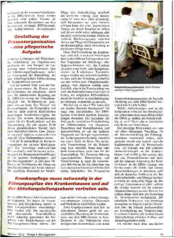 Vorschauseite 4: Krankenpflege kann zum Organisationsgestalter werden Kooperation