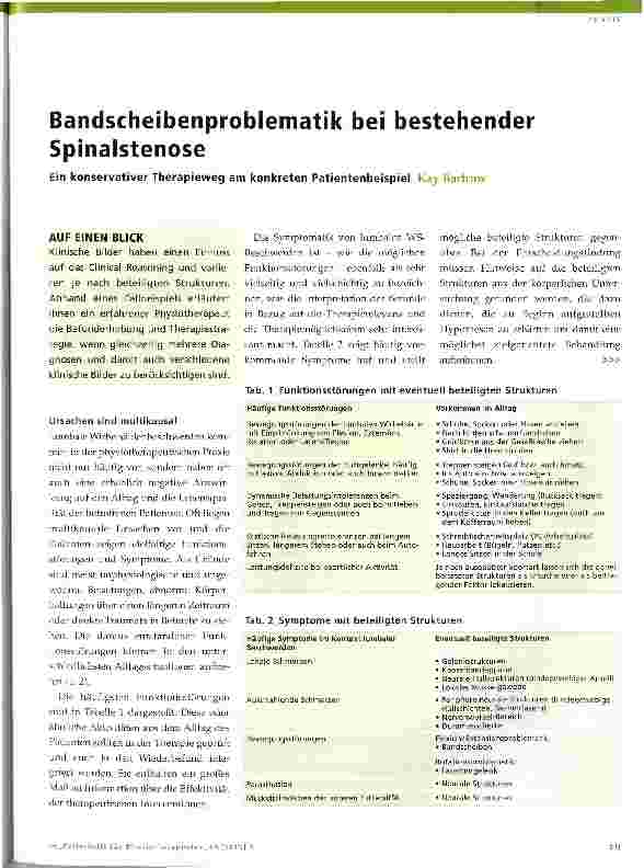 Vorschauseite 1: Bandscheibenproblematik bei bestehender Spinalstenose