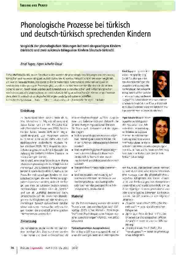 Vorschauseite 1: Phonologische Prozesse bei türkisch und deutsch-türkisch sprechenden Kindern