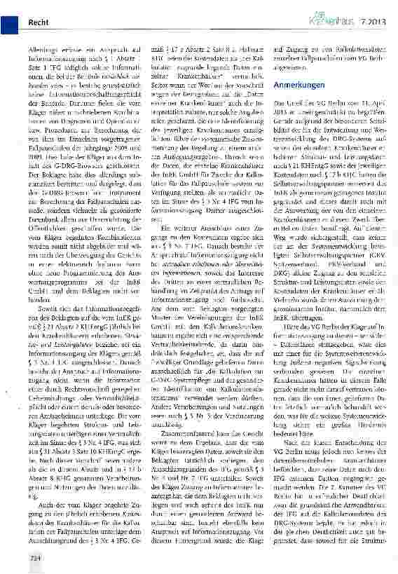 Vorschauseite 2: Zugang zu den DRG-Kalkulationsdaten nach dem Informationsfreiheitsgesetz (IFG)