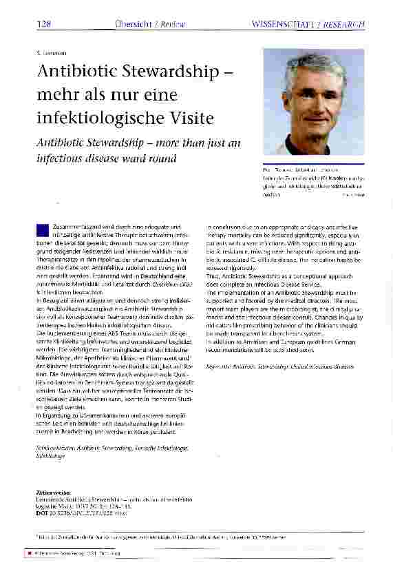 Vorschauseite 1: Antibiotic Stewardship -mehr als nur eine infektiologische Visite