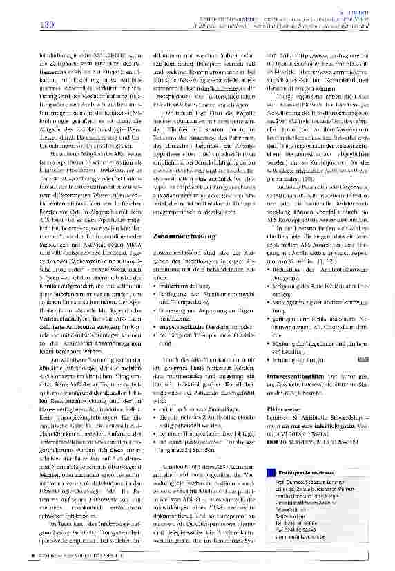 Vorschauseite 3: Antibiotic Stewardship -mehr als nur eine infektiologische Visite
