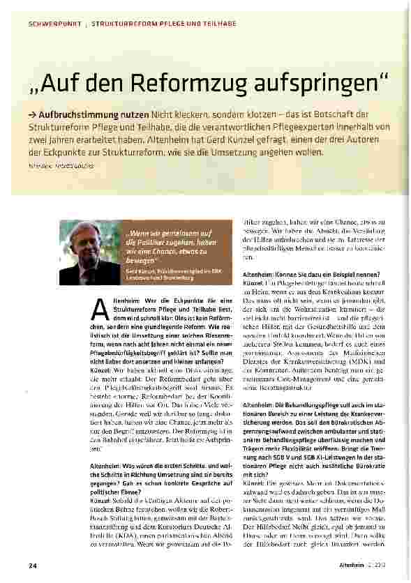 Vorschauseite 1: „Auf den Reformzug aufspringen