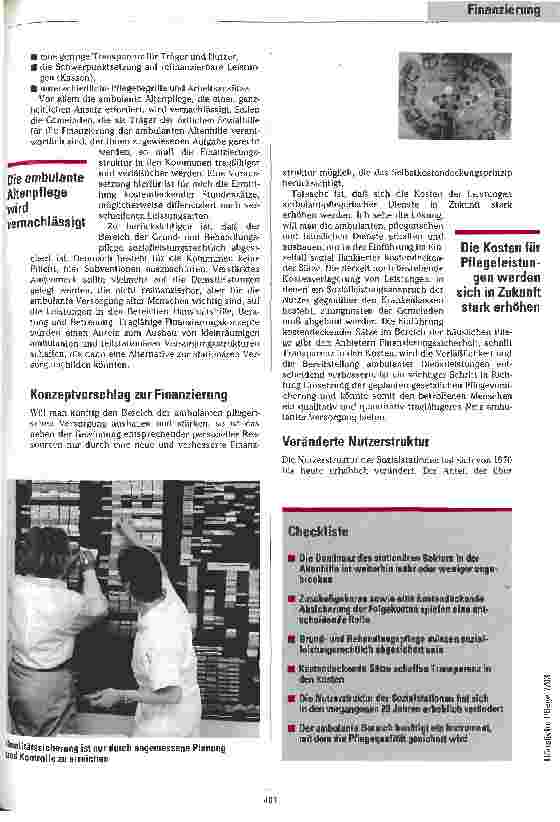 Vorschauseite 2: Zwischen Hoffnung und Pleite Die Finanzierungsstruktur der ambulanten Pflege