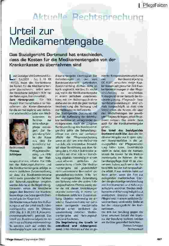 Vorschauseite 1: Urteil zur Medikamentengabe