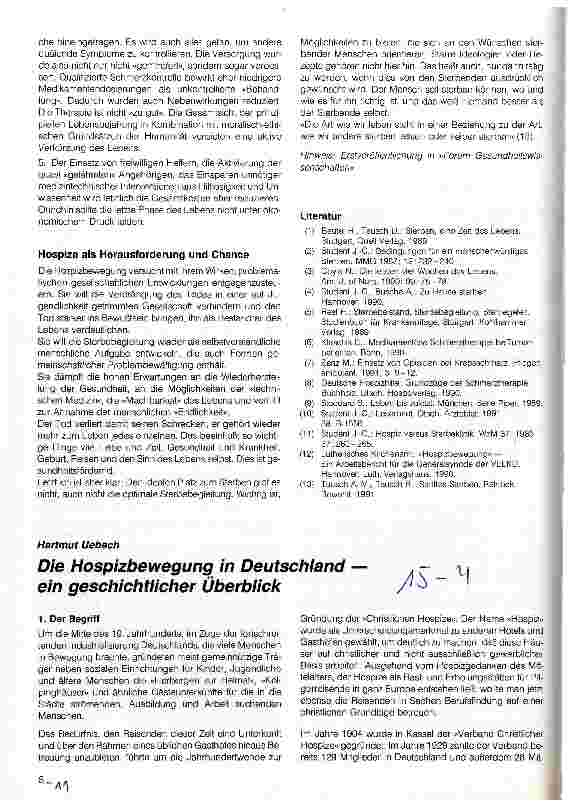 Vorschauseite 1: Die Hospizbewegung in Deutschland - ein geschichtlicher Überblick