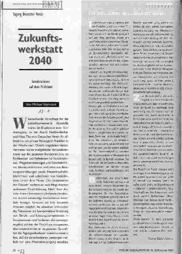 Vorschauseite 1: Zukunftswerkstatt 2040 Sozialstationen auf dem Prüfstand