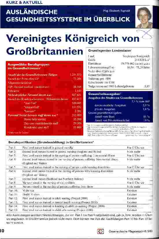 Vorschauseite 1: Ausländische Gesundheitssysteme im Überblick. Vereinigtes Königreich von Großbritannien