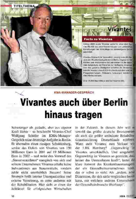 Vorschauseite 1: Vivantes auch über Berlin hinaus tragen KMA-Manager-Gespräch