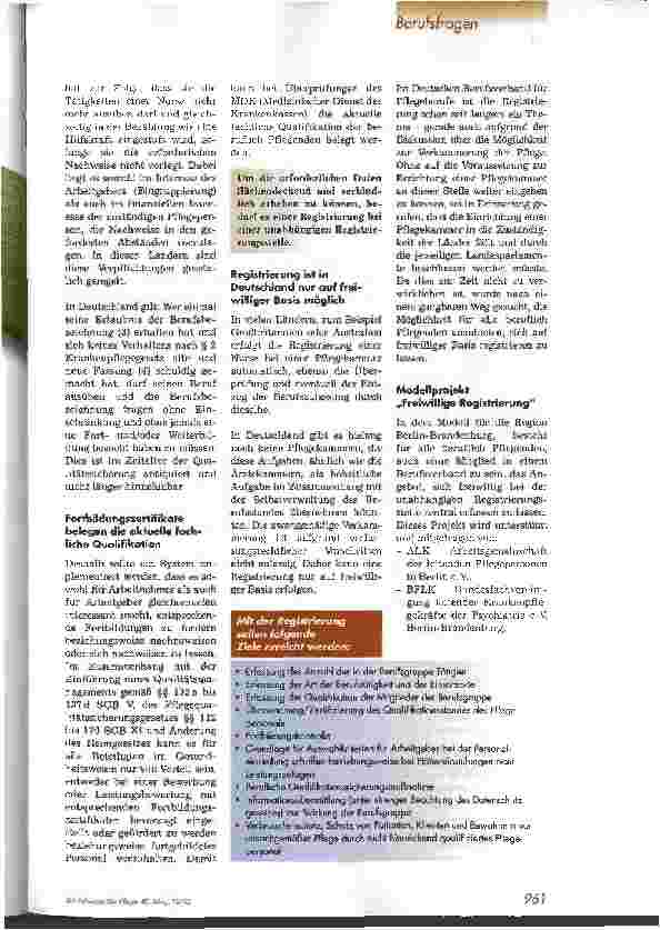 Vorschauseite 2: Freiwillige Registrierung für beruflich Pflegende