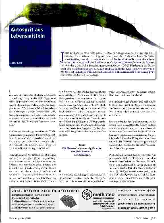 Vorschauseite 1: Autosprit aus Lebensmitteln