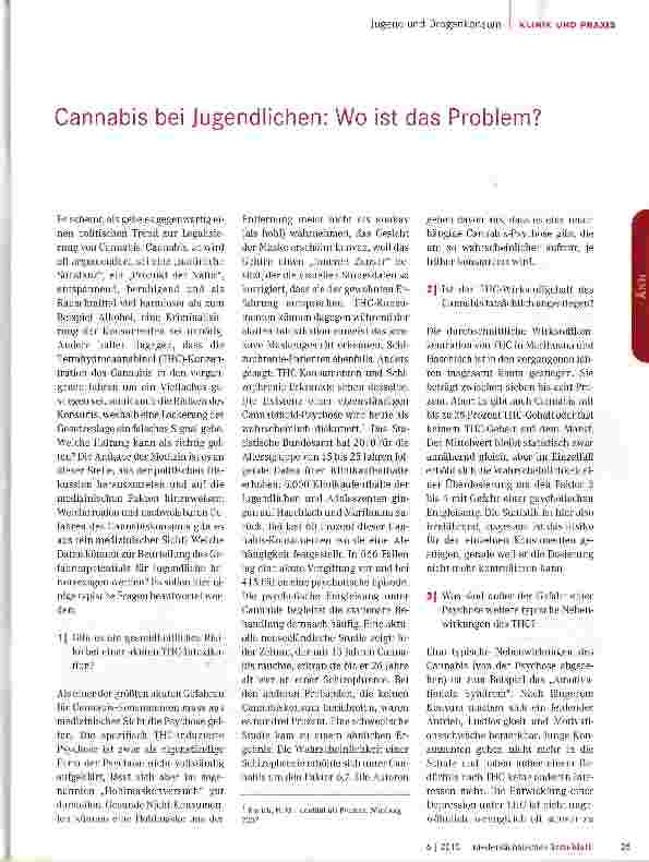 Vorschauseite 1: Cannabis bei Jugendlichen: Wo ist das Problem?