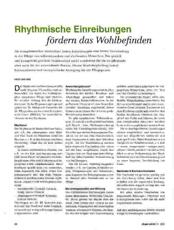 Vorschauseite 1: Rhythmische Einreibungen fördern das Wohlbefinden