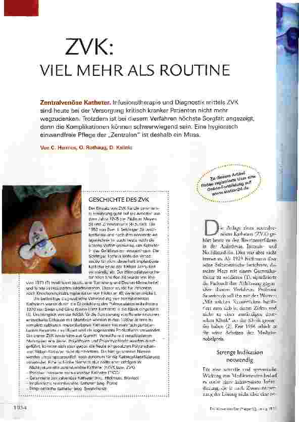 Vorschauseite 1: ZVK:VIEL MEHR ALS ROUTINE