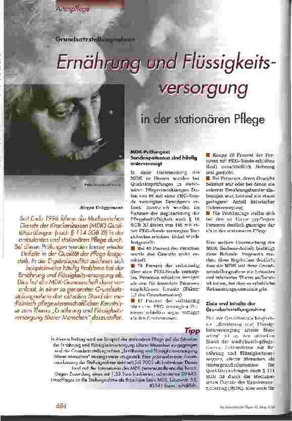 Vorschauseite 1: Ernährung und Flüssigkeitsversorgung in der stationären Pflege