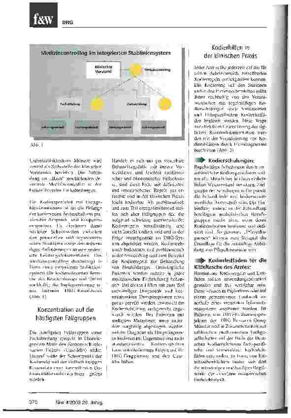 Vorschauseite 2: Sachgerechte Leistungsdokumentation durch optimierte Kodierabläufe Maßnahmen zur Umsetzung der DRG-Anforderungen müssen die gesamte Organisation durchdringen