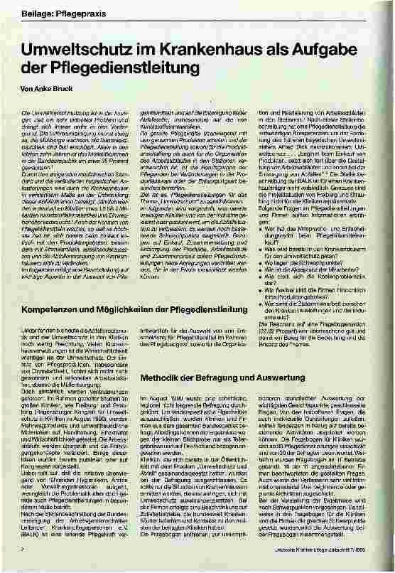 Vorschauseite 1: Umweltschutz im Krankenhaus als Aufgabe der Pflegedienstleitung Kompetenzen und Möglkeiten der Pflegedienstleitung,Methodik,Diskussion