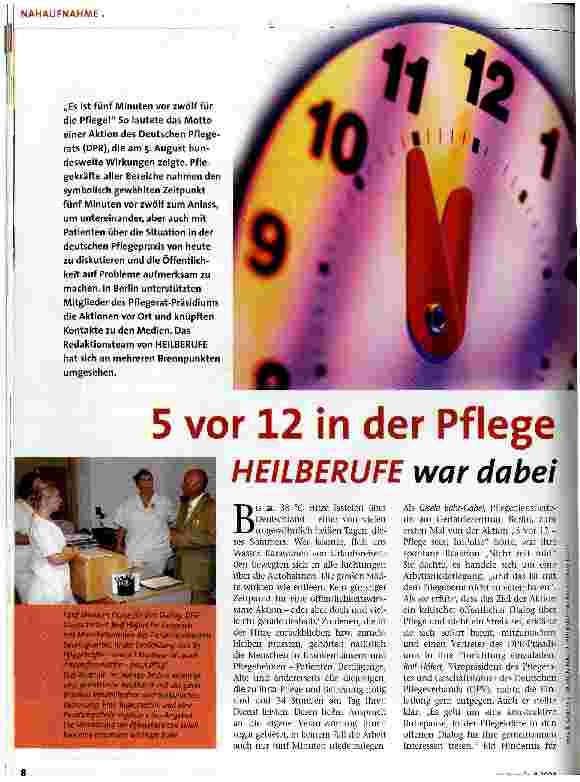 Vorschauseite 1: 5 vor 12 in der Pflege Heilberufe war dabei