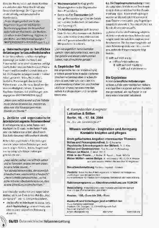 Vorschauseite 2: Der Gesundheitszustand der Hebammen in Osterreich