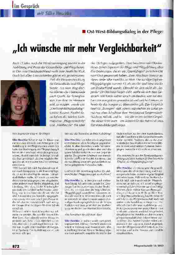 Vorschauseite 1: Ich wünsche mir mehr Vergleichbarkeit