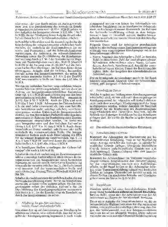 Vorschauseite 4: Schutz der Sozialdaten und Sonderkündigungsschutz schwerbehinderter Menschen nach dem SGB IX