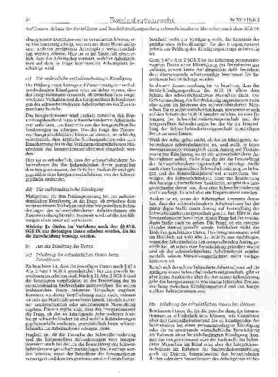 Vorschauseite 6: Schutz der Sozialdaten und Sonderkündigungsschutz schwerbehinderter Menschen nach dem SGB IX