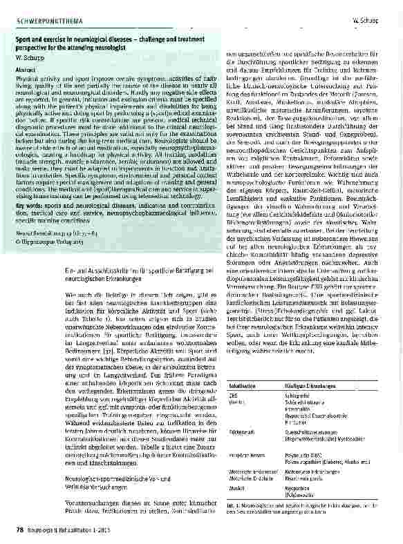 Vorschauseite 2: Sport und Bewegung bei neurologischen Erkrankungen - Herausforderung und Behandlungsperspektive für den betreuenden Neurologen