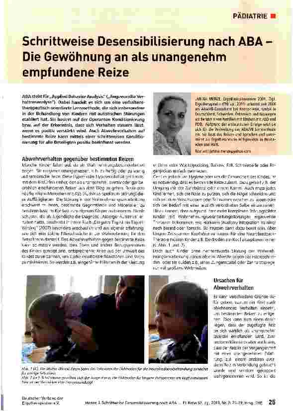 Vorschauseite 1: Schrittweise Desensibilisierung nach ABA -Die Gewöhnung an als unangenehm empfundene Reize