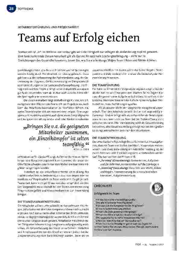 Vorschauseite 1: Teams auf Erfolg eichen