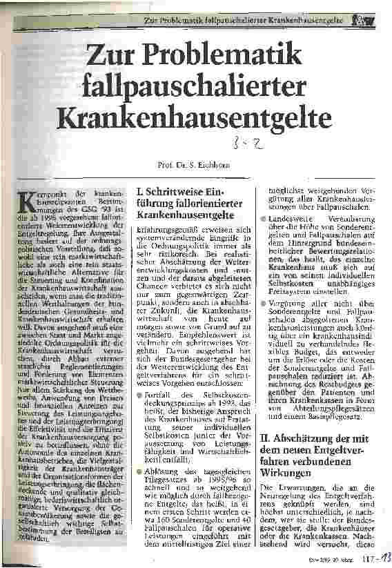 Vorschauseite 1: Zur Problematik fallpauschalierter Krankenhausentgelte (fK)