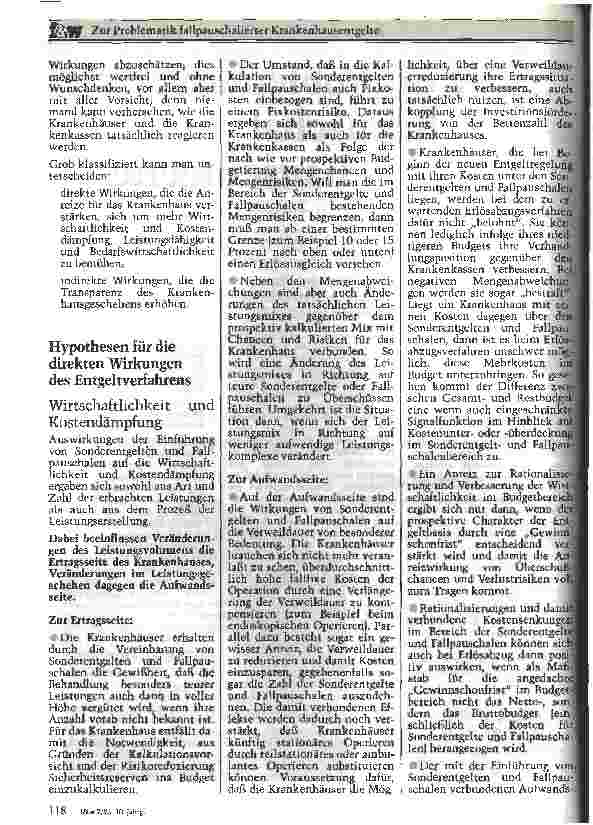 Vorschauseite 2: Zur Problematik fallpauschalierter Krankenhausentgelte (fK)