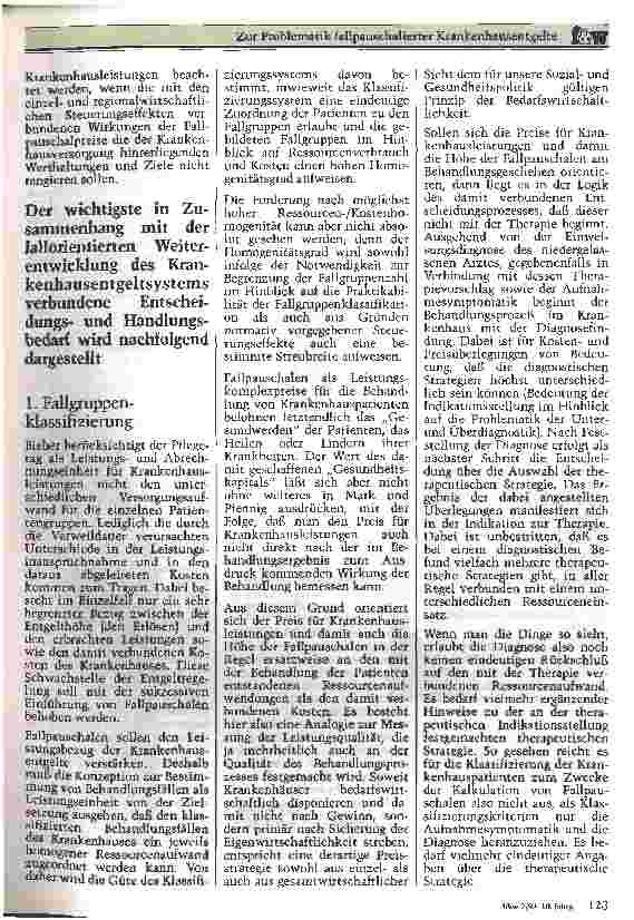 Vorschauseite 6: Zur Problematik fallpauschalierter Krankenhausentgelte (fK)