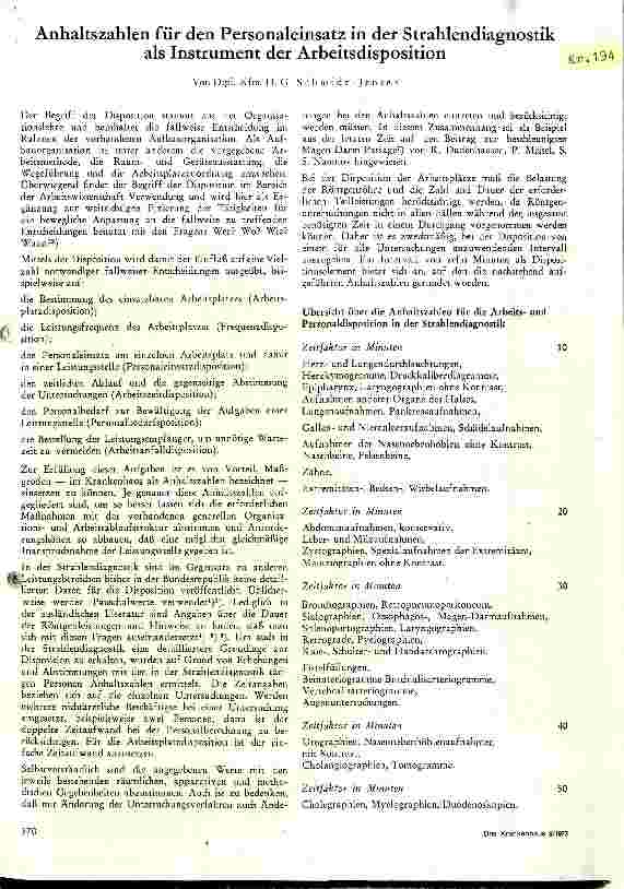 Vorschauseite 1: Anhaltszahlen für den Personaleinsatz in der Strahlendiagnostik als Instrument der Arbeitsdisposition