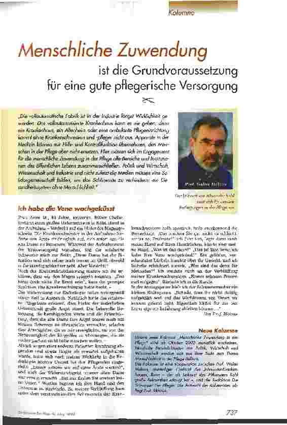 Vorschauseite 1: Menschliche Zuwendung ist die Grundvoraussetzung für eine gute pflegerische Versorgung