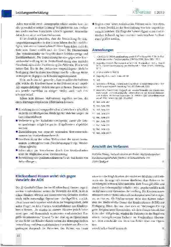 Vorschauseite 6: Mehrleistungen im Krankenhaus Mehr Sachlichkeit ist gefragt!