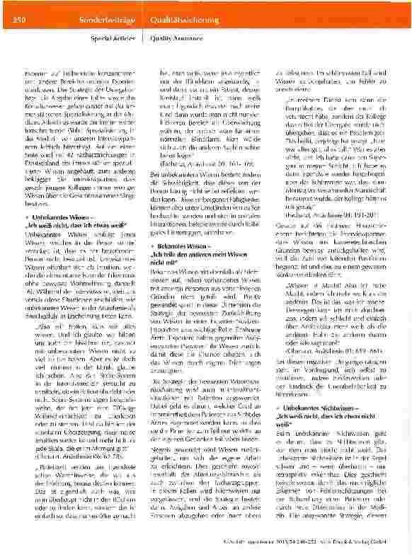 Vorschauseite 4: Umgang mit Nichtwissen*: Welche Rolle spielt Nichtwissen im Krankenhausalltag der Anästhesisten? Teil I
