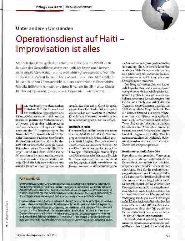 Vorschauseite 1: Operationsdienst auf Haiti Improvisation ist alles