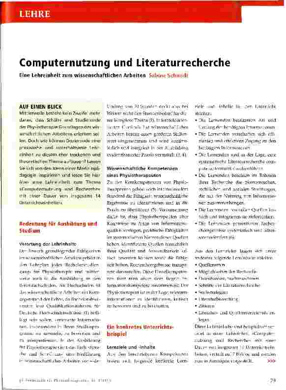 Vorschauseite 1: Computernutzung und Literaturrecherche