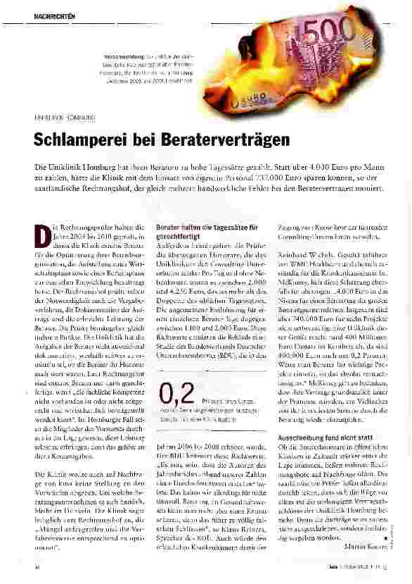 Vorschauseite 1: Schlamperei bei Beraterverträgen