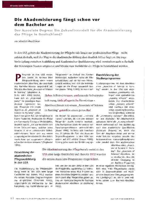 Vorschauseite 1: Die Akademisierung fängt schon vor dem Bachelor an Der Associate Degree: Ein Zukunftsmodeil für die Akademisierutig