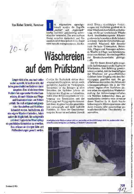 Vorschauseite 1: Wäschereien auf dem Prüfstand Problemfeld Krankenhauswäsche