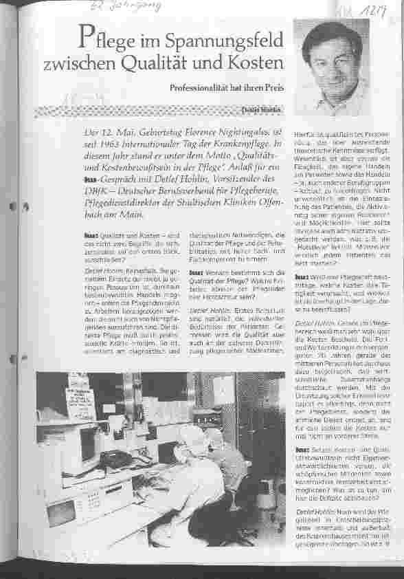 Vorschauseite 1: Pflege im Spannungsfeld zwischen Qualität und Kosten Professionalität hat ihren Preis Interview