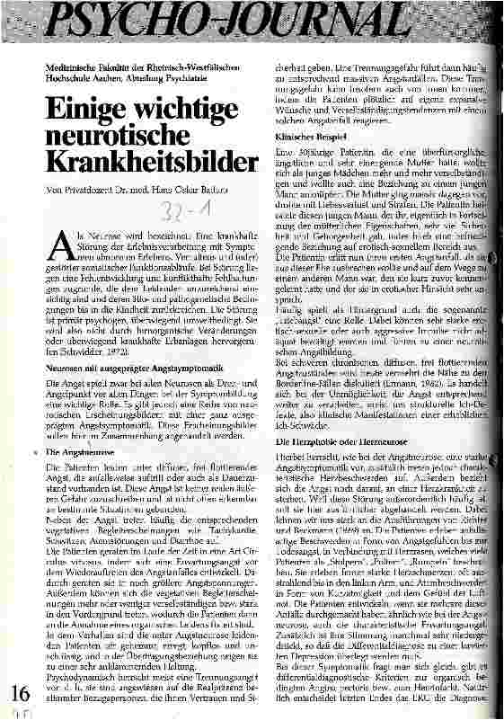 Vorschauseite 1: Einige wichtige neurotische Krankheitsbilder