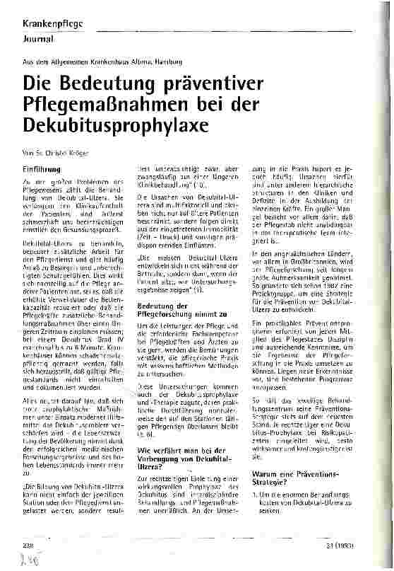Vorschauseite 1: Die Bedeutung präventiver Pflegemaßnahmen bei der Dekubitusprophylaxe